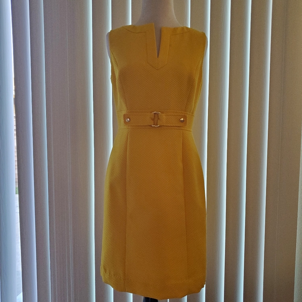 Yellow belt-front dress